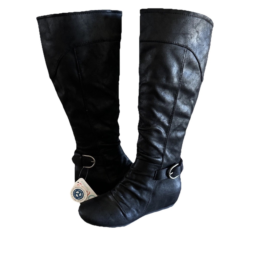 NEW $119 Baretraps Sammy Wedge Black Wide-Calf Tender Boots‎ Size 7.5